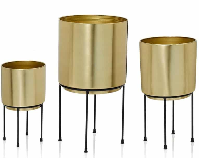 Metallic planters -Gold plated brass